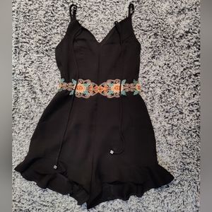Black embroidered romper